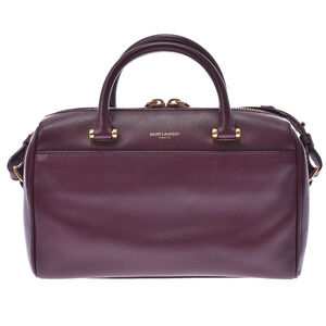 SAINT LAURENT Duffle Handbag Bordeaux Purple Calfskin Bag